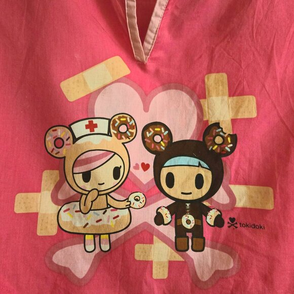 tokidoki by Koi Donutella Pink Heart Scrub Top Small - Picture 2 of 6